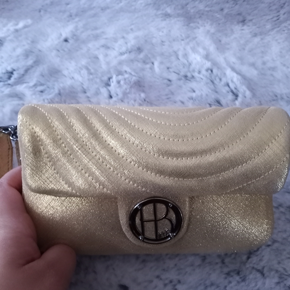 Henri Bendel quilted N°7 golden clutch